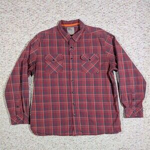 5.11 Tactical Plaid Shirt Mens XL Red Long Sleeve Snap 2-Pocket 100% Cotton